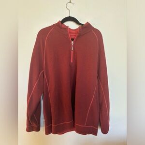 Tommy Bahama Reversible half zip men’s rust colored shirt-Heather yarns /stitch